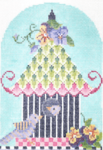 Kelly Clark Needlepoint - Pansy Pagoda Birdhouse